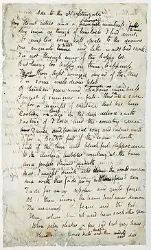 Manuscrit écrit à la plume, quelques corrections son visibles et on devine par transparence que le verso est aussi écrit.