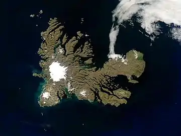Image satellite des îles Kerguelen.