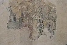 Dessins peu lisibles au trait noir, effacés par endroits. Le cardinal est en rouge.