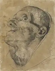 Géricault (?), Tête d'un homme regardant vers le bas, Rijksmuseum