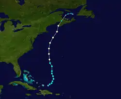 Trajectoire jusqu'au 29 septembre 2008 vers midi