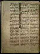 Enluminure du XIIe représentant saint Philibert dans le Légendier de Cîteaux (Dijon, Bibliothèque municipale, ms. 641, f. 22v)