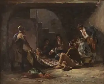 Au ghetto à Rome, 1879 (Huile sur toile ; 65 × 82 cm), Collection privée
