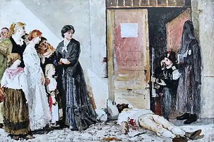 L'assasiné, 1876 (Huile sur toile ; esquisse ; Inv. La Boverie BA.WAL.05b.1913.2658 ;  65 × 100 cm), Liège, La Boverie