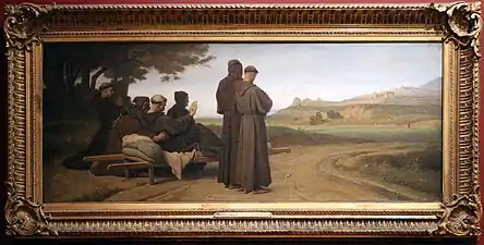 Saint François d'Assise, transporté mourant à Sainte-Marie-des-Anges, bénit la ville d'Assise (1853).Paris, musée d'Orsay.