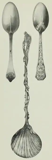 Détails de couverts travaillés, extraits de L'orfèvrerie française aux XVIIIe et XIXe siècles, p. 313