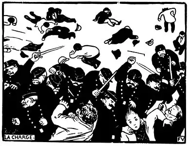 La charge, gravure sur bois de Félix Valloton, 1893.