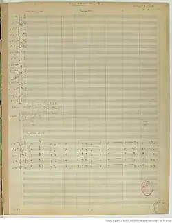 page du manuscrit de la partition