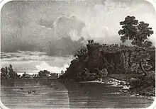 La Roche de Mûrs, gravure de Thomas Drake, 1856.