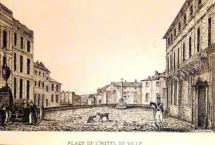 La place de la Canourgue au début du XIXe&nbsp;siècle.