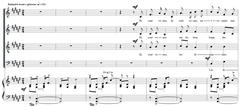 Partition pour quatuor vocal et piano