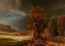 Paysage au bon samaritain de Rembrandt.
