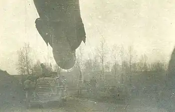 Un ballon captif français pour observer les lignes allemandes à Launoy fin décembre 1916