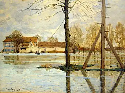 Alfred Sisley :Le Bac de l'île de la Loge, inondation, 1872, Ny Carlsberg Glyptotek.