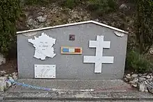 Stèle du Barroux commémorant le sacrifice d'un soldat des FFI venu du maquis Vasio
