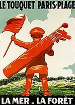 dessin du caddie de dos, emblème du Touquet-Paris-Plage