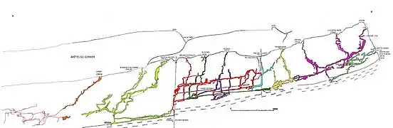 Le réseau du Clot d'Aspres avec le scialet Candy.