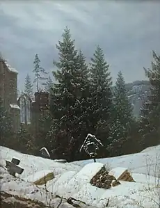 Le Cimetière d'Oybin, vers 1828, musée des Beaux-Arts de Leipzig.