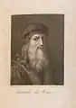 Gravure du napolitain Raffaello Sanzio Morghen datée de 1817 intitulée Leonardo da Vinci, elle est exécutée d'après Léonard par un témoin possible du tableau lorsqu'il se trouvait chez les Russo.