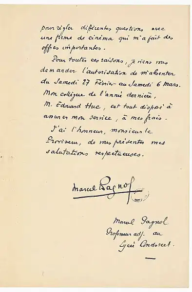 Lettre de Marcel Pagnol (2).