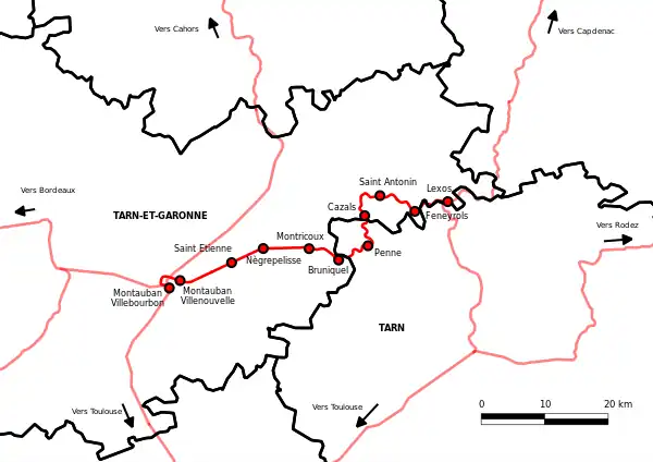 La ligne de Montauban à Lexos