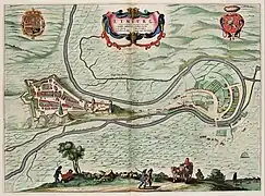 Carte de la ville de Limbourg-sur-Vesdre au XVIe siècle.