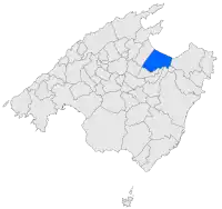 Localisation de Santa Margalidadans l'île de Majorque.