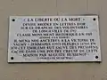 La maison du drapeau des Volontaires, plaque commémorative.