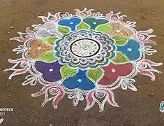 Rangoli, fait de poudre de riz