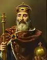 Charlemagne, empereur d'Occident (742-814). Peinture réalisée en 1839 conservée au Musée de l'Histoire de France (Versailles).