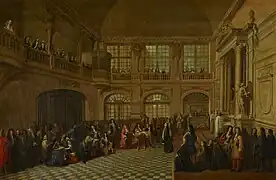 Louis XIV reçoit le serment du marquis de Dangeau dans la quatrième chapellele 18 décembre 1695.