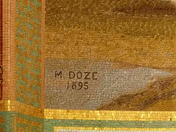 Signature sur la mosaïque de L'Annonciation.