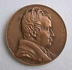 Médaille La Société française des électriciens. André-Marie Ampère (1775-1836). Graveur Jules Chaplain (1839-1909). Avers.