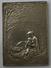 La Nymphe et l'Amour souffrant, plaque d'Oscar Roty