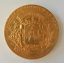 Ville de Charenton-le-Pont, Prœsidium et decus, médaille en bronze, 49 mm, 52 gr, avers.