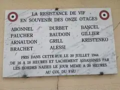Plaque commémorative des onze otages.