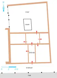 Vue du plan simplifié d'une habitation antique.