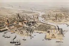 Dessin de Kungsholmen par AO Mankell (1838-1885)