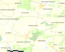 Carte de la commune d'Argenvilliers.