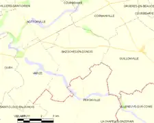 Carte de la commune de Bazoches-en-Dunois, 2012.