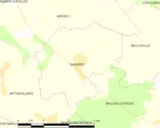 Carte de la commune de Dangers.
