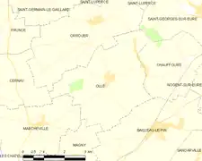 Carte de la commune d'Ollé.