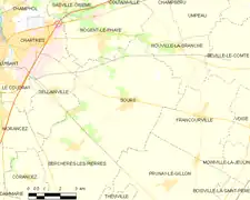 Carte de Sours et des communes limitrophes.