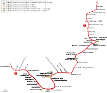 Tracé géographiquement exact de la ligne 1 de Saint-Philibert à CH Dron.