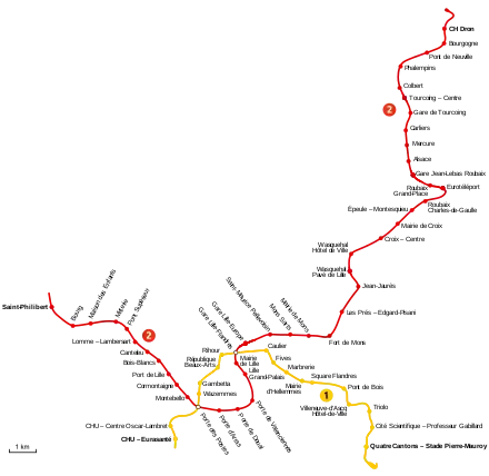Tracé géographiquement exact des lignes 1 et 2