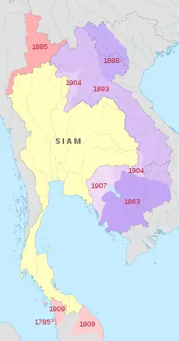 Territoires perdus par le Siam, entre 1863 et 1909