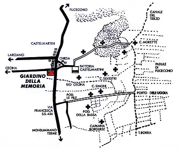 Carte de la zone avec position des lieux des exécutions.