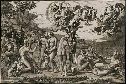 1. Marcantonio Raimondi d'après Raphaël, « Le jugement de Pâris », 1510-1520.