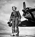Margaret Bourke-White en combinaison de vol avec l'US Air Force, 1943