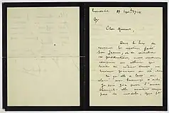Marie Malivel, Lettre écrite lors de la préparation du livre Jeanne Malivel, 19 septembre 1928, Musée de Bretagne, Rennes.